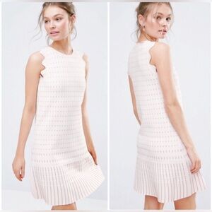 TED BAKER Relioa Pink Flippy Metallic Jacquard Knit Dress SzM